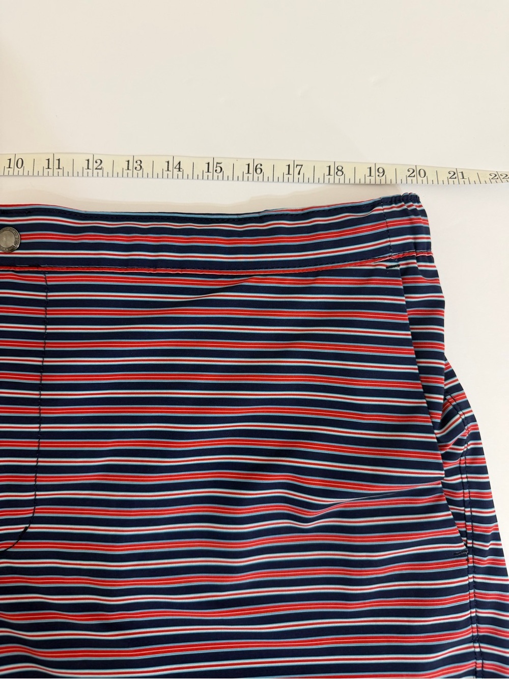 Lands' End Men's 7" Sunset Swim Trunks Red & Navy Stripe Size XL - Picture 9 of 9